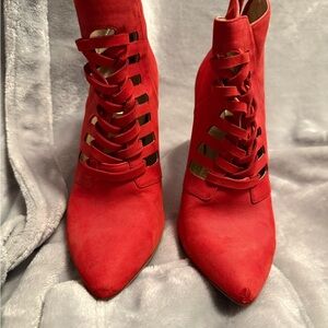 BCBGeneration Red Lace-Up Heeled Boots